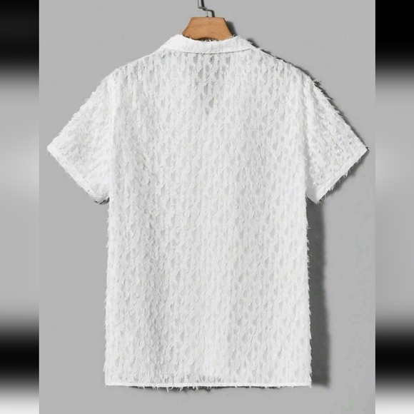 Brand NEW✨️ Men's Button down white textured shirt size s - Picture 2 of 3